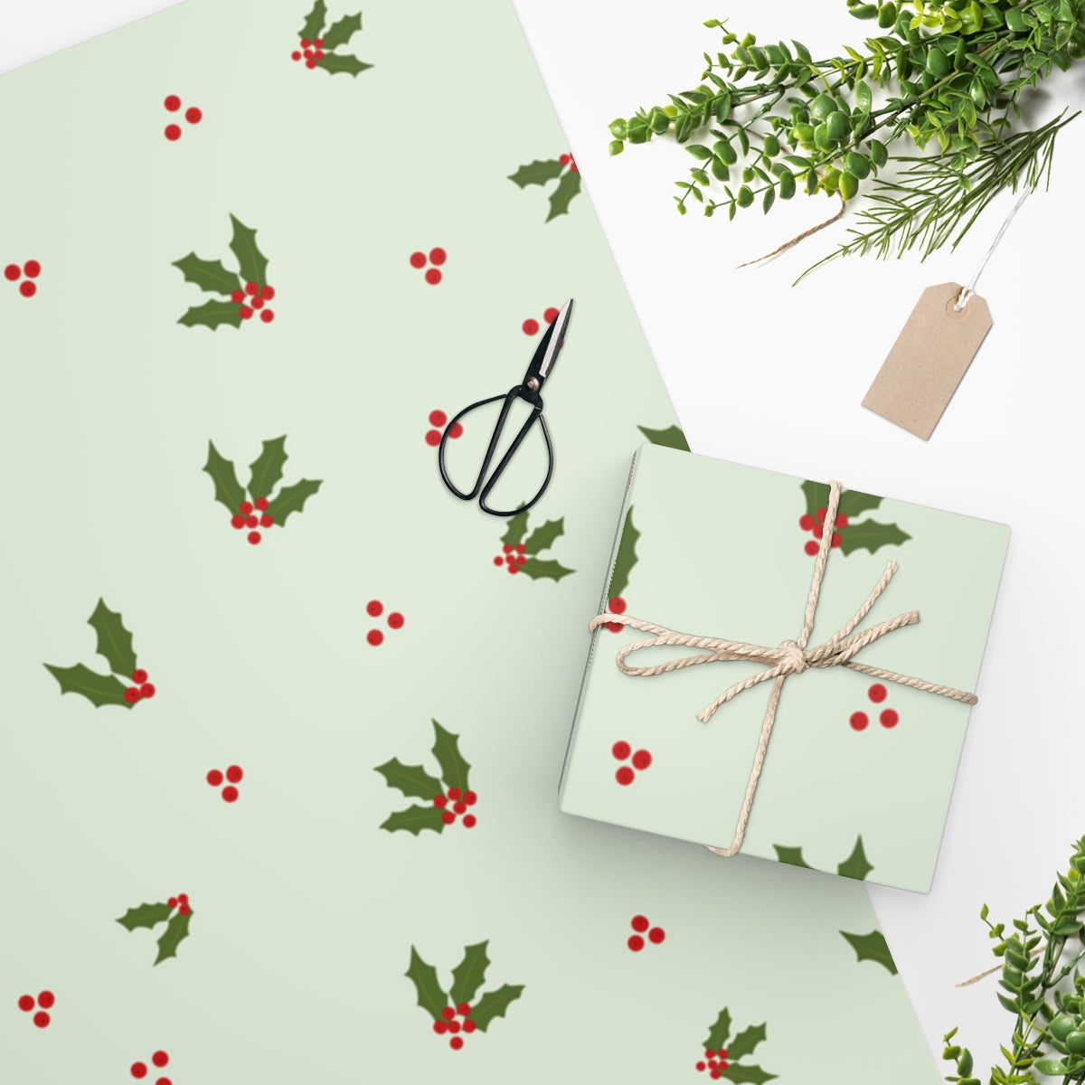 Meraki Paper - Holiday Wrapping Paper - Holly - In Use