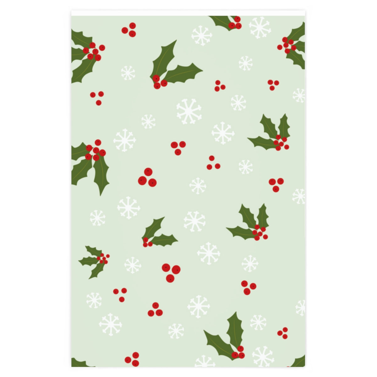 Meraki Paper - Holiday Wrapping Paper - Holly &amp; Snowflakes - 24x36