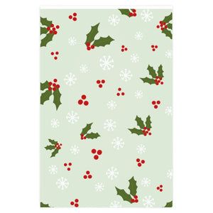 Meraki Paper - Holiday Wrapping Paper - Holly & Snowflakes - 24x36