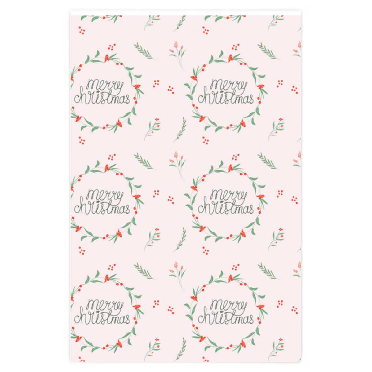 Meraki Paper - Holiday Wrapping Paper - Merry Christmas Wreaths - 24x36