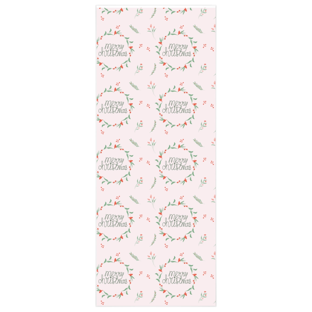 Meraki Paper - Holiday Wrapping Paper - Merry Christmas Wreaths - 24x60