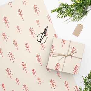 Meraki Paper - Holiday Wrapping Paper - Red Evergreens - In Use