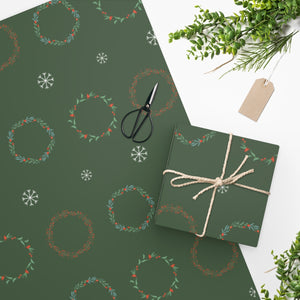 Meraki Paper - Holiday Wrapping Paper - Wreaths - In Use