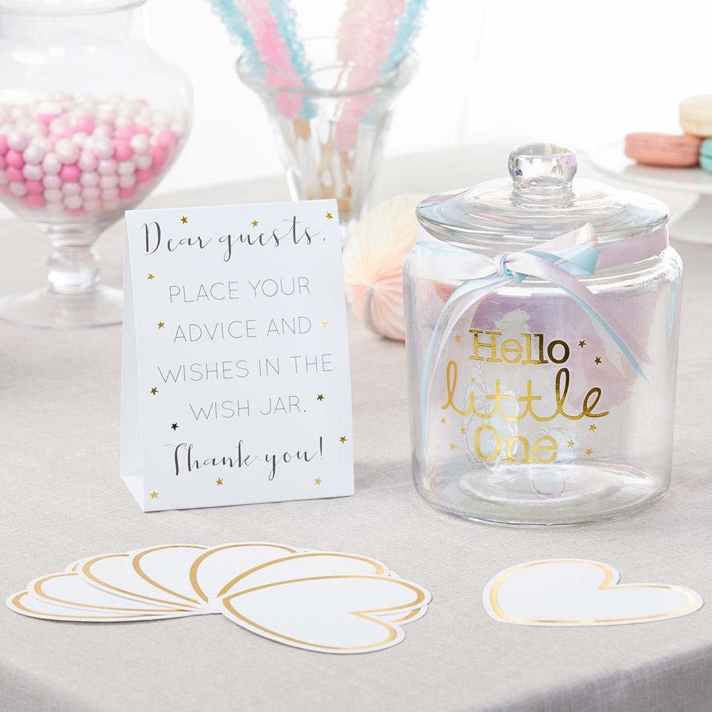 Meraki Paper - Iridescent Baby Shower Wish Jar with Heart Shaped Cards