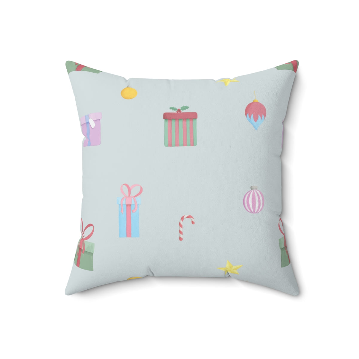 Meraki Paper - Polyester Square Holiday Blue Pillowcase - Presents - 18x18 - Front View