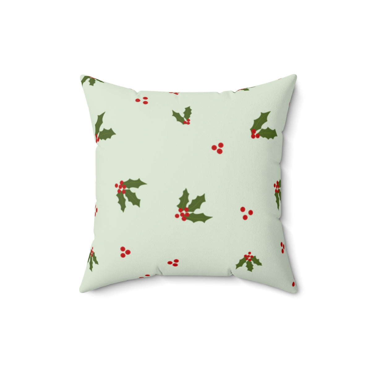 Meraki Paper - Polyester Square Holiday Green Pillowcase - Holly - 16x16 - Back View