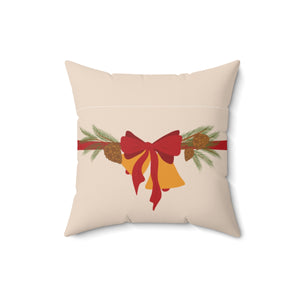 Meraki Paper - Polyester Square Holiday Pillowcase - Christmas Bells - 16x16 - Back View