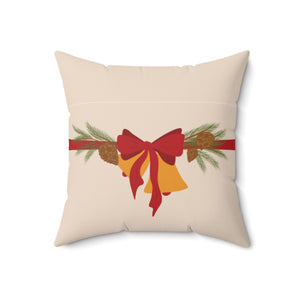 Meraki Paper - Polyester Square Holiday Pillowcase - Christmas Bells - 18x18 - Back View