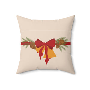 Meraki Paper - Polyester Square Holiday Pillowcase - Christmas Bells - 18x18 - Front View