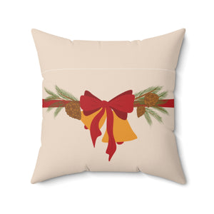 Meraki Paper - Polyester Square Holiday Pillowcase - Christmas Bells - 20x20 - Back View
