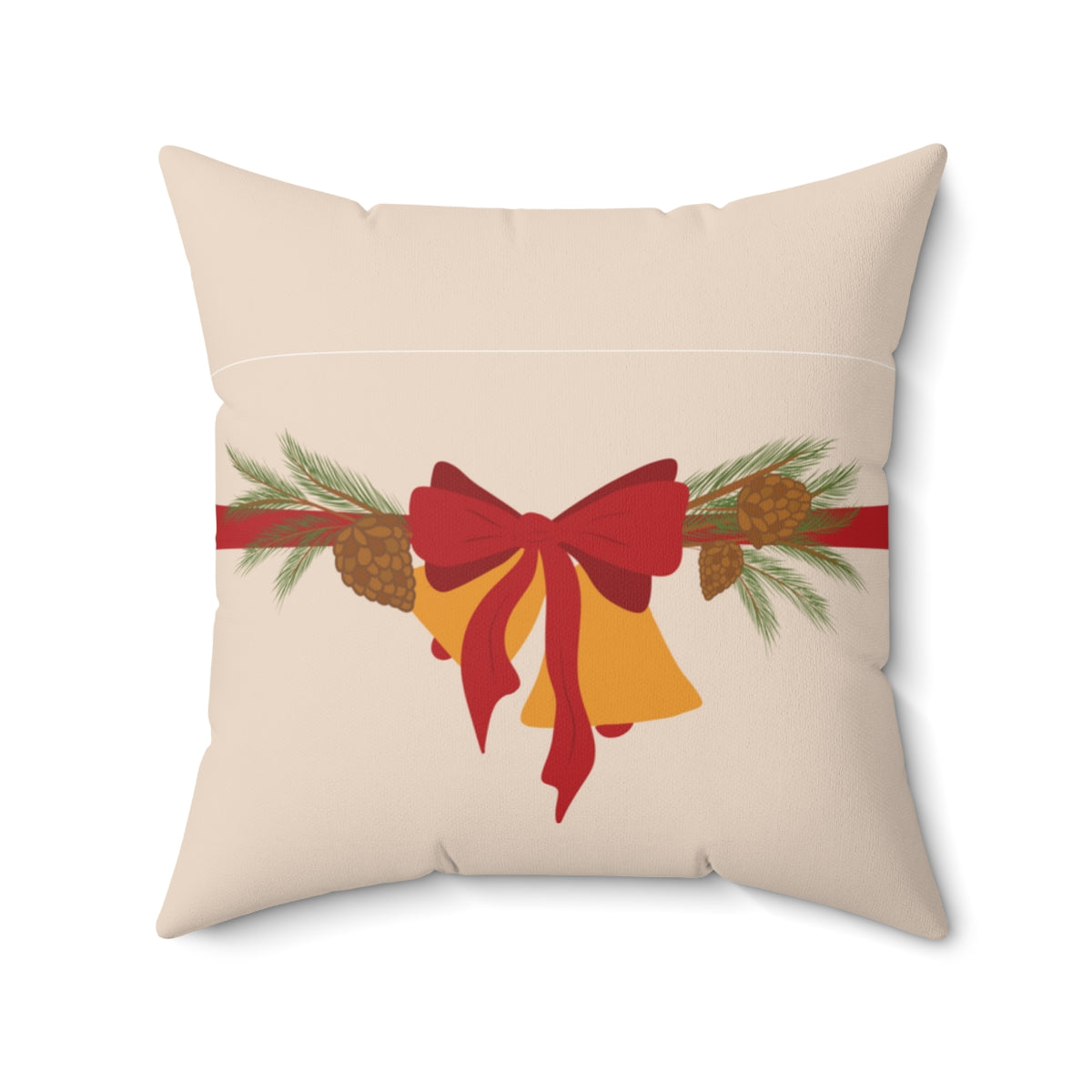 Meraki Paper - Polyester Square Holiday Pillowcase - Christmas Bells - 20x20 - Front View