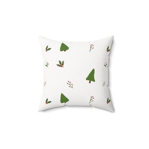 Meraki Paper - Polyester Square Holiday Pillowcase - Evergreens - 14x14 - Back View