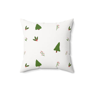 Meraki Paper - Polyester Square Holiday Pillowcase - Evergreens - 16x16 - Front View