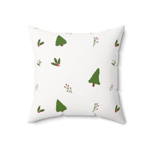 Meraki Paper - Polyester Square Holiday Pillowcase - Evergreens - 18x18 - Back View