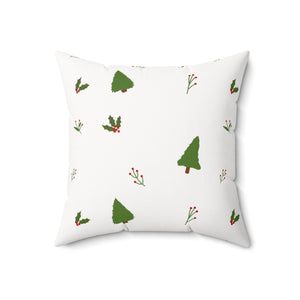 Meraki Paper - Polyester Square Holiday Pillowcase - Evergreens - 18x18 - Front View