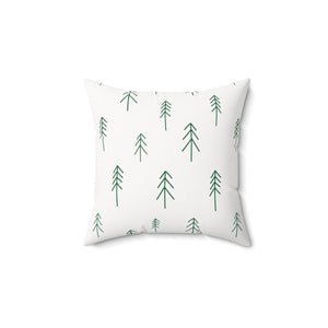 Meraki Paper - Polyester Square Holiday Pillowcase - Green Evergreens - 14x14 - Back View