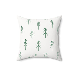 Meraki Paper - Polyester Square Holiday Pillowcase - Green Evergreens - 16x16 - Front View