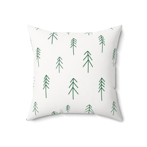 Meraki Paper - Polyester Square Holiday Pillowcase - Green Evergreens - 18x18 - Front View