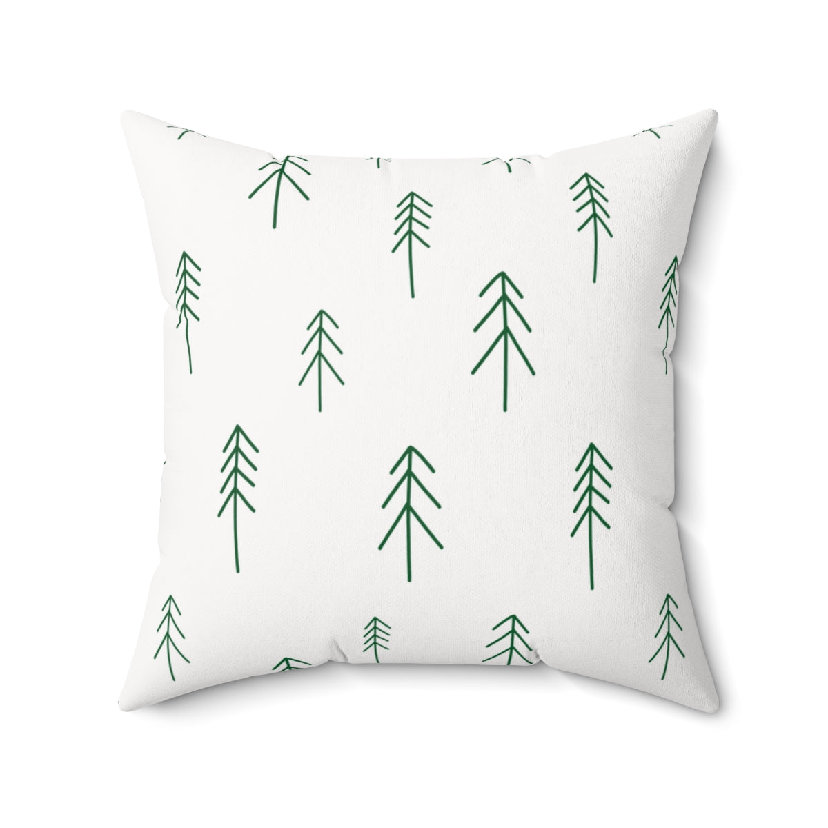 Meraki Paper - Polyester Square Holiday Pillowcase - Green Evergreens - 20x20 - Back View