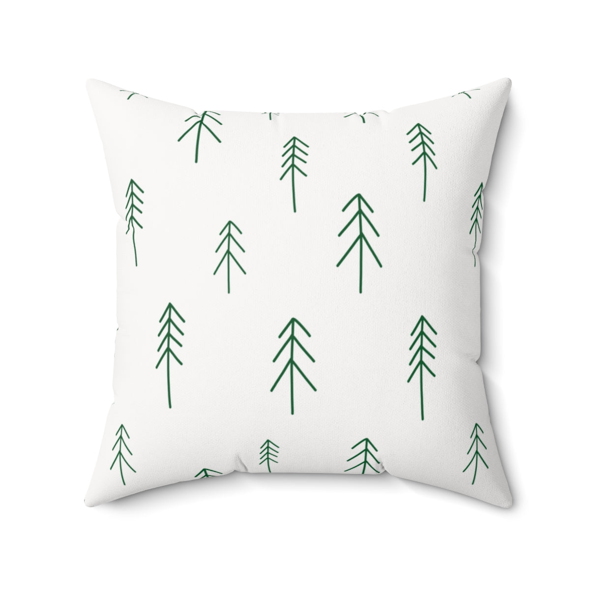 Meraki Paper - Polyester Square Holiday Pillowcase - Green Evergreens - 20x20 - Front View