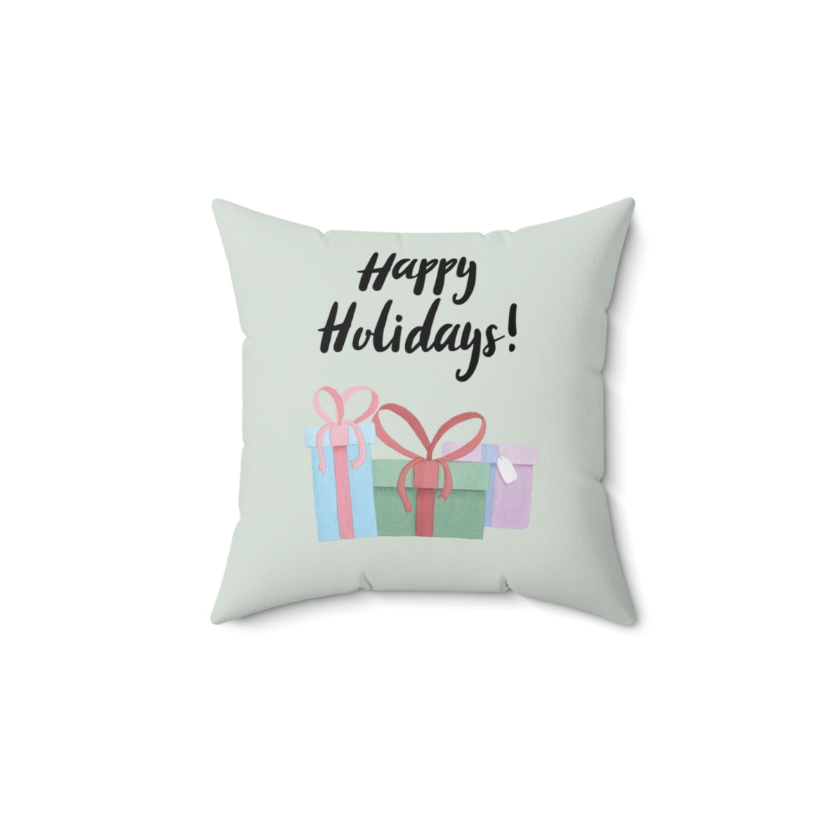 Meraki Paper - Polyester Square Holiday Pillowcase - Happy Holidays - 14x14 - Front View