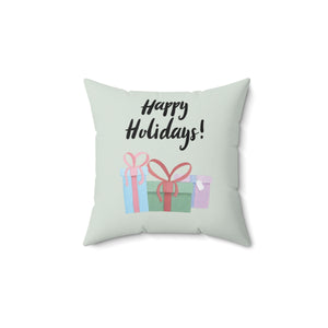 Meraki Paper - Polyester Square Holiday Pillowcase - Happy Holidays - 14x14 - Front View