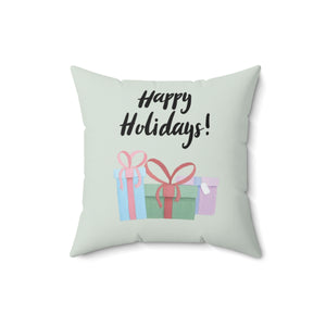 Meraki Paper - Polyester Square Holiday Pillowcase - Happy Holidays - 16x16 - Back View