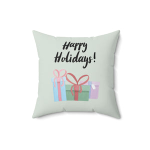 Meraki Paper - Polyester Square Holiday Pillowcase - Happy Holidays - 16x16 - Front View