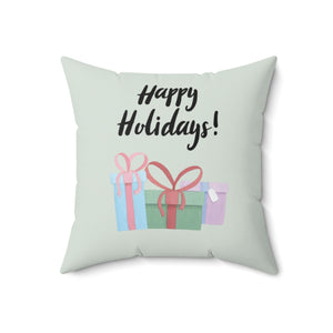 Meraki Paper - Polyester Square Holiday Pillowcase - Happy Holidays - 18x18 - Back View