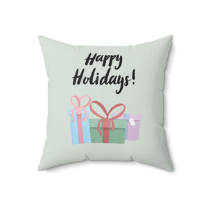 Meraki Paper - Polyester Square Holiday Pillowcase - Happy Holidays - 18x18 - Front View