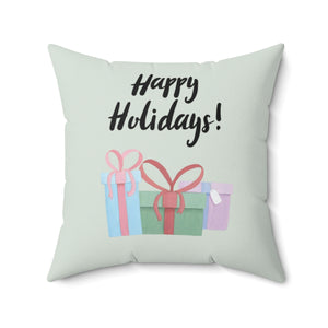 Meraki Paper - Polyester Square Holiday Pillowcase - Happy Holidays - 20x20 - Back View