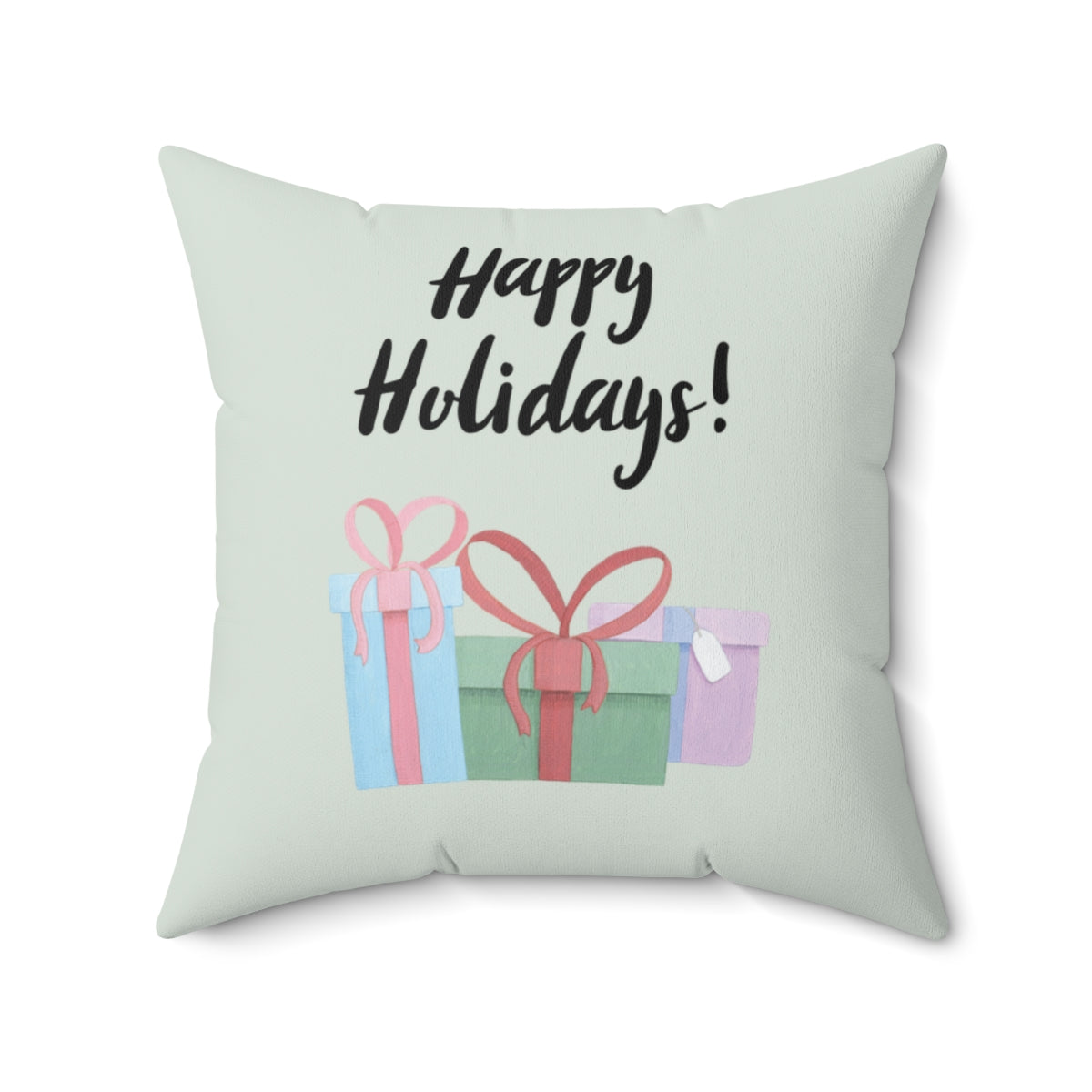 Meraki Paper - Polyester Square Holiday Pillowcase - Happy Holidays - 20x20 - Front View