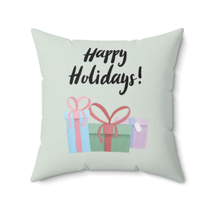Meraki Paper - Polyester Square Holiday Pillowcase - Happy Holidays - 20x20 - Front View