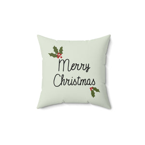 Meraki Paper - Polyester Square Holiday Pillowcase - Holly Merry Christmas - 14x14 - Back View