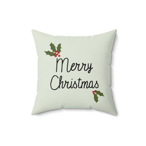 Meraki Paper - Polyester Square Holiday Pillowcase - Holly Merry Christmas - 16x16 - Back View
