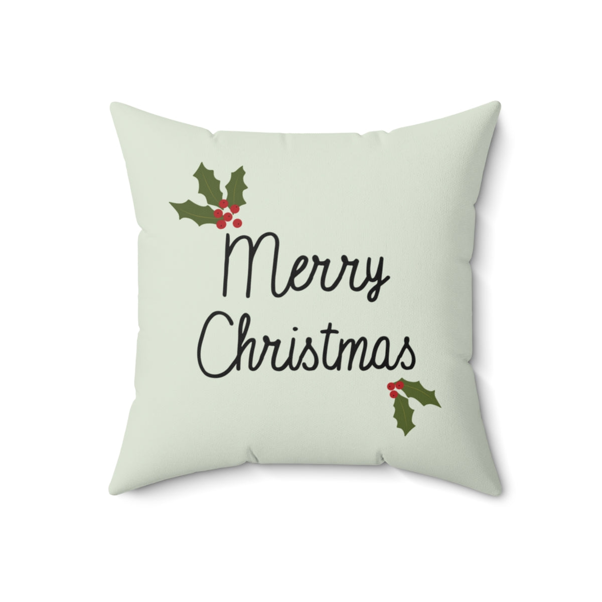 Meraki Paper - Polyester Square Holiday Pillowcase - Holly Merry Christmas - 18x18 - Back View