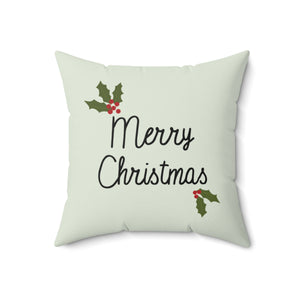 Meraki Paper - Polyester Square Holiday Pillowcase - Holly Merry Christmas - 18x18 - Back View