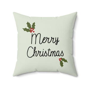 Meraki Paper - Polyester Square Holiday Pillowcase - Holly Merry Christmas - 20x20 - Back View