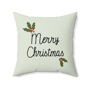 Meraki Paper - Polyester Square Holiday Pillowcase - Holly Merry Christmas - 20x20 - Front View