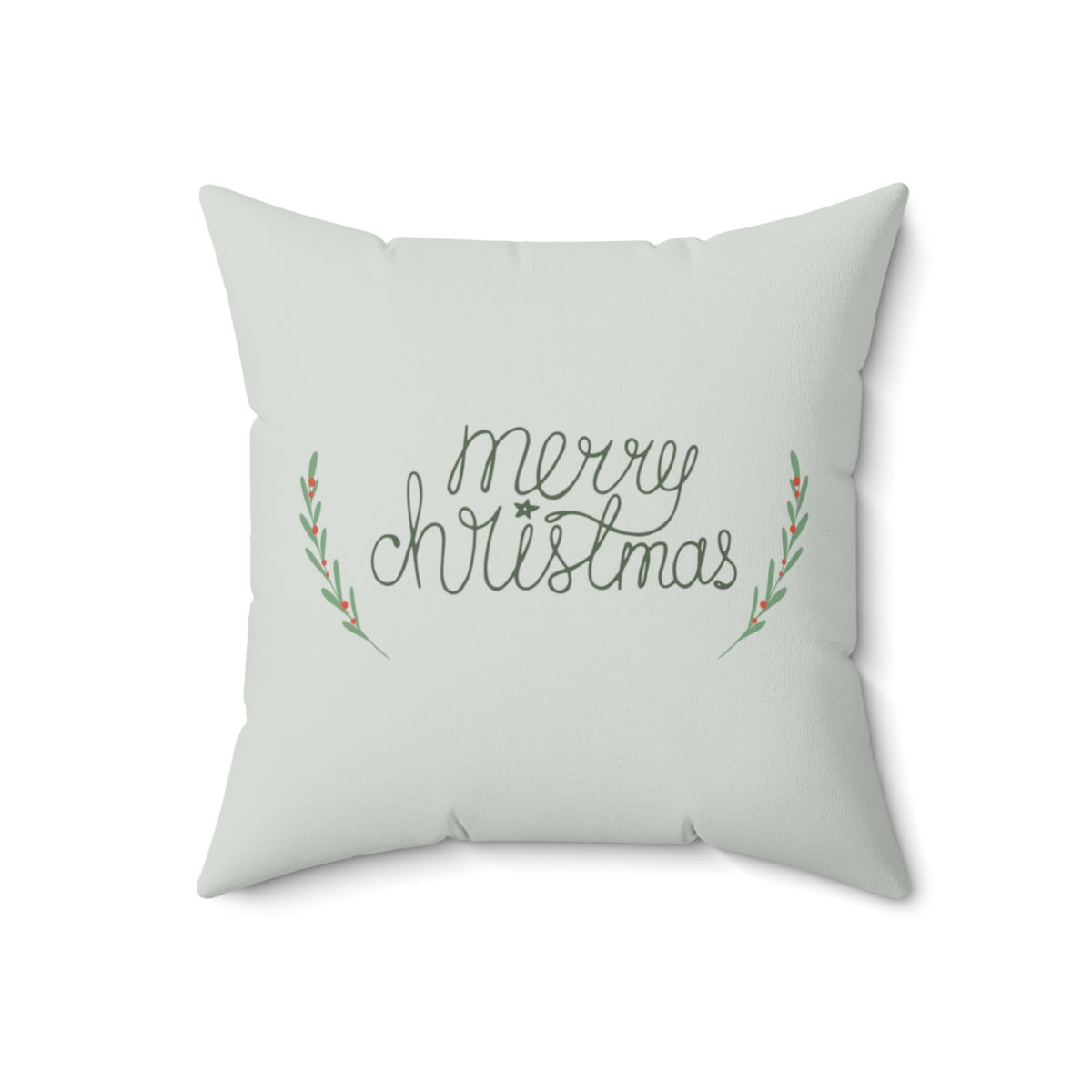 Meraki Paper - Polyester Square Holiday Pillowcase - Merry Christmas - 18x18 - Back View