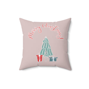 Meraki Paper - Polyester Square Holiday Pillowcase - Merry Christmas Tree - 16x16 - Front View