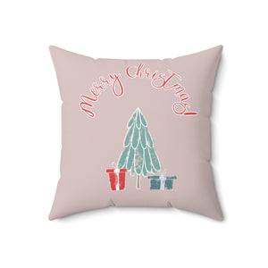 Meraki Paper - Polyester Square Holiday Pillowcase - Merry Christmas Tree - 18x18 - Back View