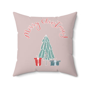 Meraki Paper - Polyester Square Holiday Pillowcase - Merry Christmas Tree - 20x20 - Front View