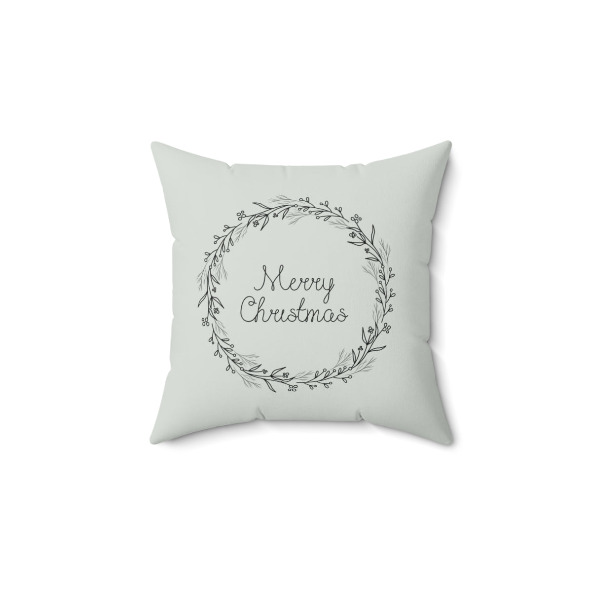 Meraki Paper - Polyester Square Holiday Pillowcase - Merry Christmas Wreath - 14x14 - Back View