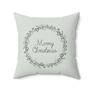 Meraki Paper - Polyester Square Holiday Pillowcase - Merry Christmas Wreath - 20x20 - Back View
