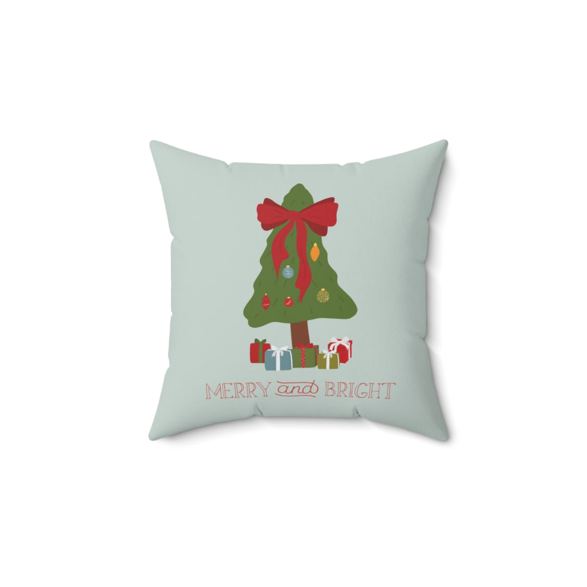 Meraki Paper - Polyester Square Holiday Pillowcase - Merry &amp; Bright - 14x14 - Back View
