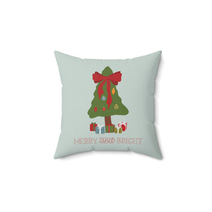 Meraki Paper - Polyester Square Holiday Pillowcase - Merry & Bright - 14x14 - Front View