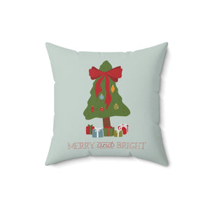 Meraki Paper - Polyester Square Holiday Pillowcase - Merry & Bright - 16x16 - Front View