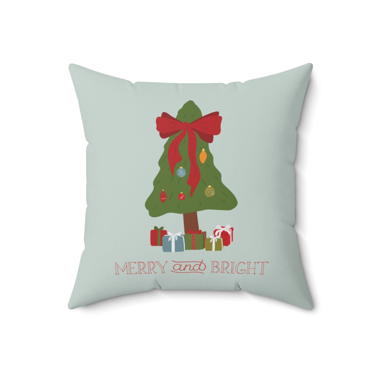 Meraki Paper - Polyester Square Holiday Pillowcase - Merry &amp; Bright - 18x18 - Front View