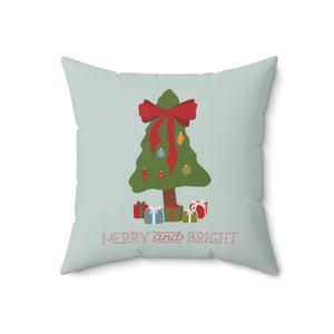 Meraki Paper - Polyester Square Holiday Pillowcase - Merry & Bright - 18x18 - Front View